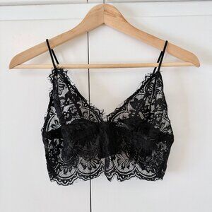 Anine Bing Floral Lace Bralette Black